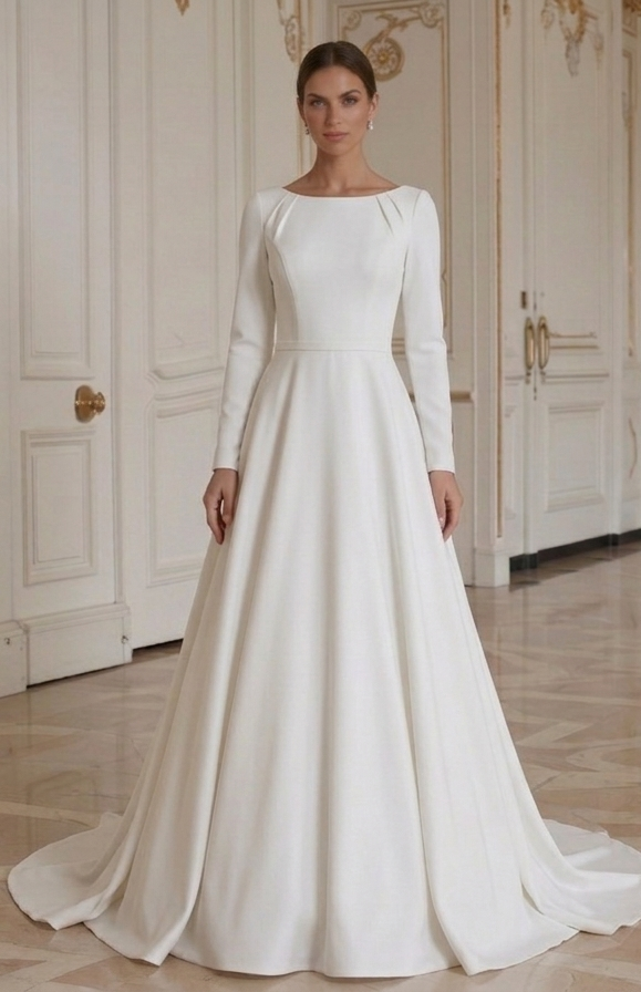 Moderne Minimalistische Bruidsjurk Strakke Silhouet