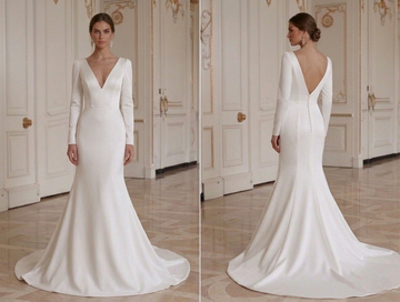 Robe de Mariée Moderne Minimaliste aux Lignes Lisses et Épurées