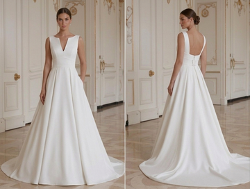 Modernes minimalistisches Brautkleid aus glattem Stoff