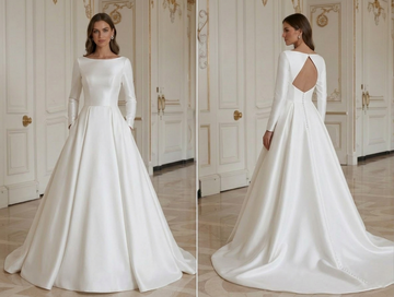 Modern Minimalist Wedding Dress Smooth Satin Finish