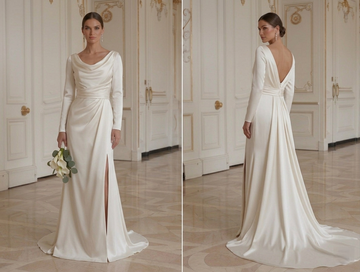 Modern Minimalist Wedding Dress Soft Draped Satin