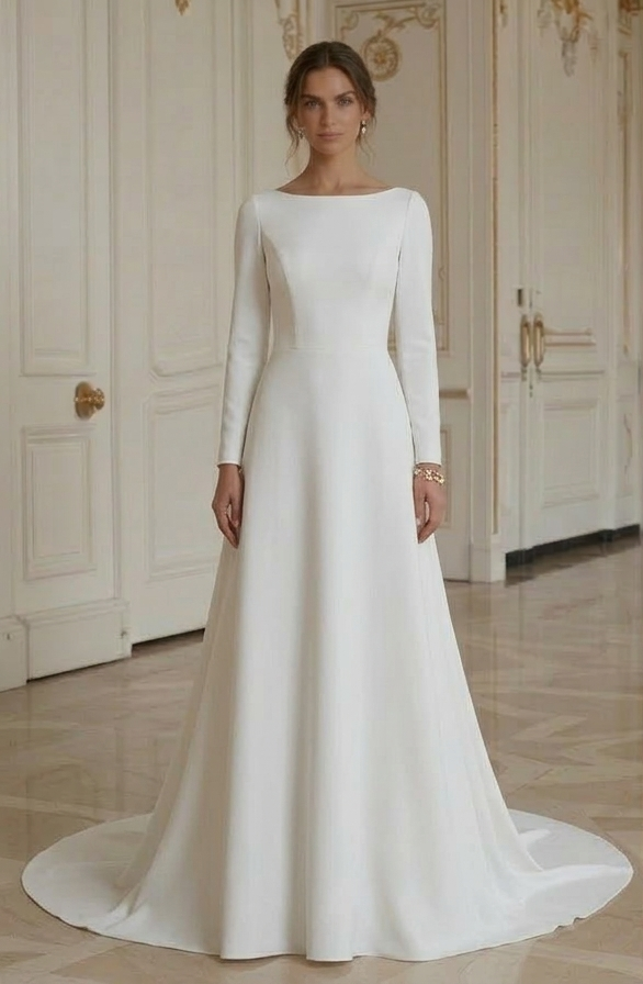 Moderne Minimalistische Bruidsjurk Zacht Elegant Ontwerp