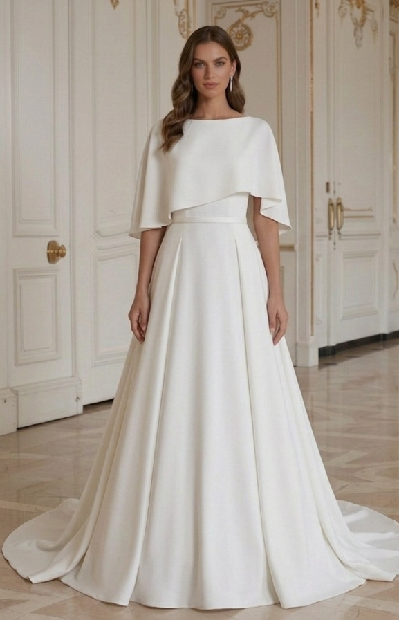 Moderne Minimalistische Bruidsjurk Zachte Luxe Bruid