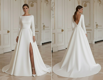 Modern Minimalist Wedding Dress Stretch Crepe Bridal