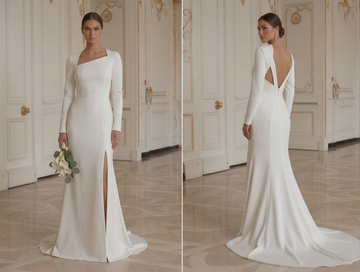 Robe de mariée moderne minimaliste en crêpe stretch