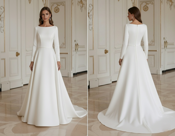 Rochie de mireasă modernă minimalistă, structurată
