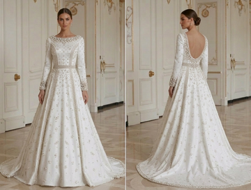 Modern Minimalist Wedding Dress With Beaded Detail