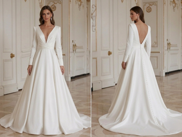 Vestido de Noiva Minimalista Moderno com Decote Simples