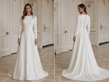 Modern Minimalist Wedding Dress With Crystal Detail