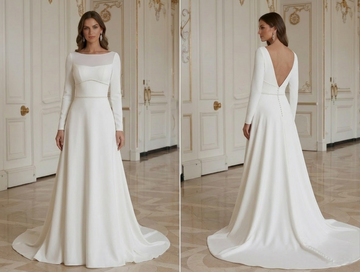 Modern Minimalist Wedding Dress With Empire Waist
