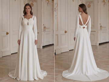 Modern Minimalist Wedding Dress With Empire Waist