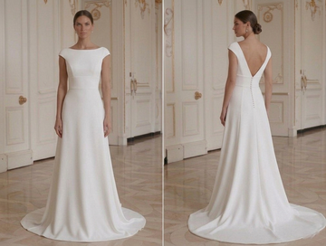 Robe de mariée moderne minimaliste à taille haute