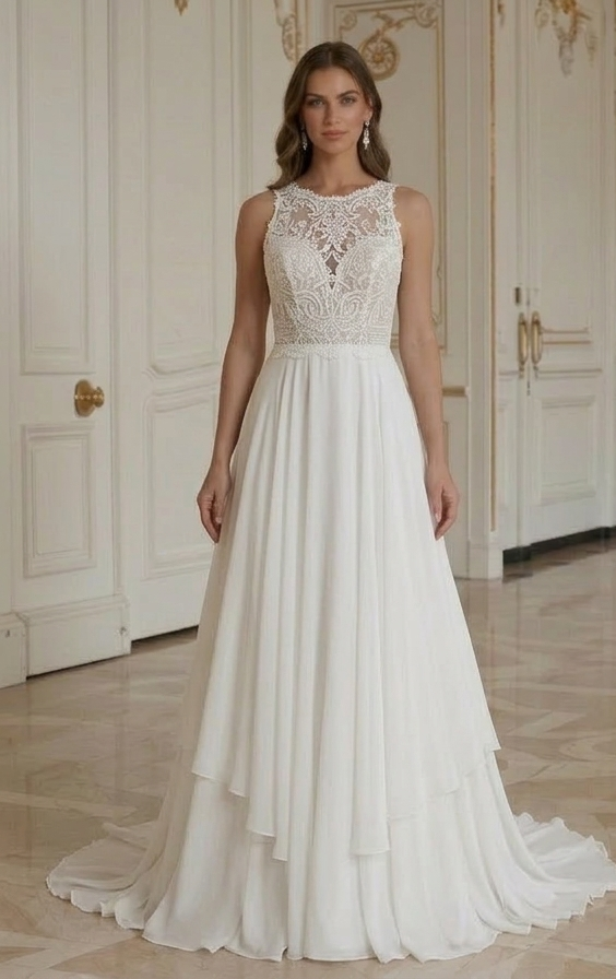 Moderne minimalistische trouwjurk met lage rug voor bruiloft
