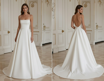 Modern Minimalist Wedding Dress With Open Back Bridal