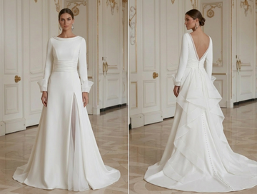 Modern Minimalist Wedding Dress With Organza Detail