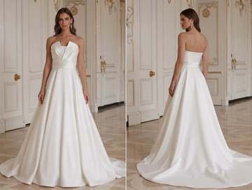 Abito da Sposa Moderno Minimalista con Corpino in Raso