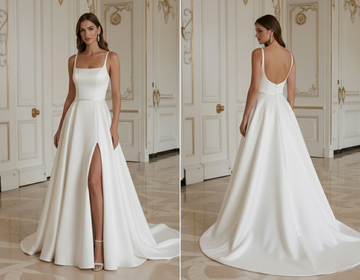 Modern Minimalist Wedding Dress With Slit Elegant Bridal