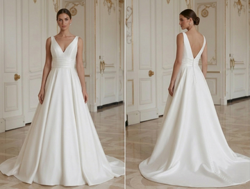 Modern Minimalist Wedding Dress With Structured Waist