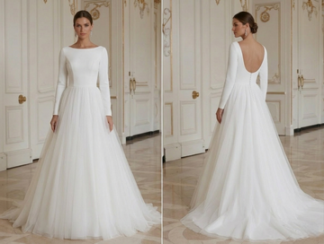 Modern Minimalist Wedding Dress With Tulle Layers Minimal