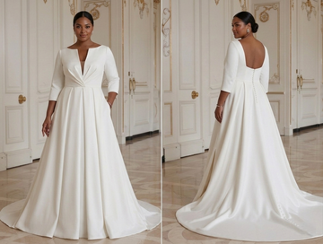 Vestido de Noiva Minimalista Moderno Plus Size