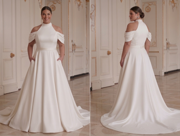 Robe de Mariée Moderne pour Mariée Pulpeuse Lignes Épurées Style Élégant