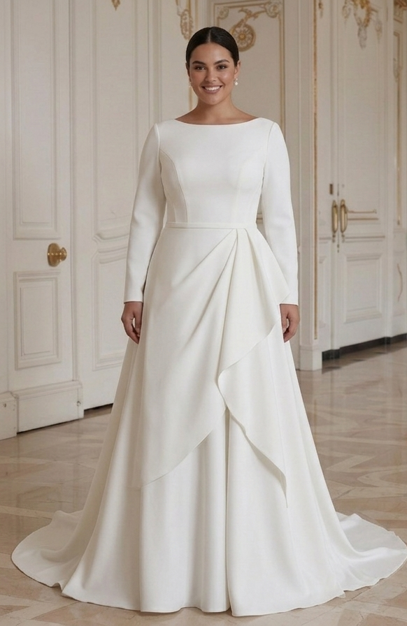 Modern Wedding Dress For Curvy Bride With Minimal Chic Style