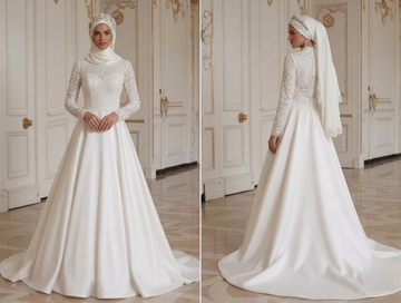 Robe de mariée musulmane ligne A modeste