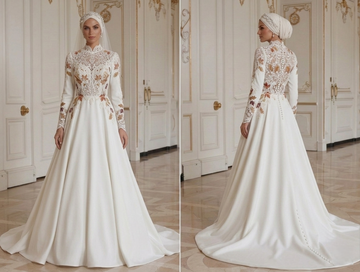 Muslim Wedding Dress For Fall Wedding Elegant Lace