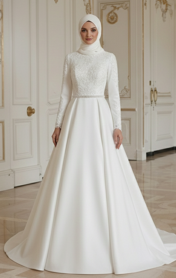 Muslimsk brudklänning för muslimsk brud, elegant