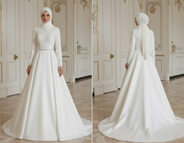 Vestido de Noiva Muçulmano para Noiva Muçulmana Elegante