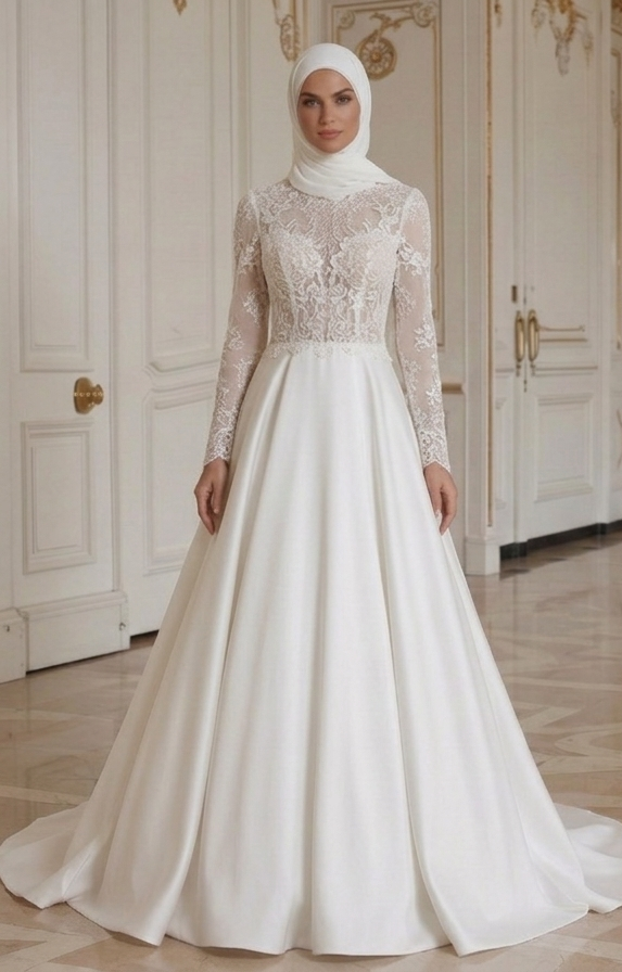 Rochie de mireasă musulmană pentru nuntă de vară, ușoară