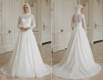 Robe de mariée musulmane à manches longues modeste
