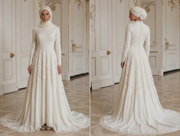 Muslim Wedding Dress With Boho Modest Style