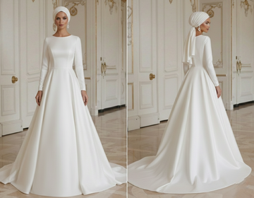 Muslim Wedding Dress With Button Back Classic Bridal