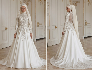 Muslim Wedding Dress With Crystal Beading Luxury