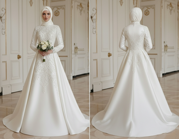 Muslimisches Hochzeitskleid mit eleganten Perlendetails