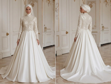 Abito da Sposa Musulmano con Stile Principessa Elegante