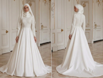 Muslim Wedding Dress With Long Sleeves Modest Bridal