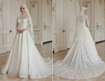 Muslim Wedding Dress With Long Train Royal Style