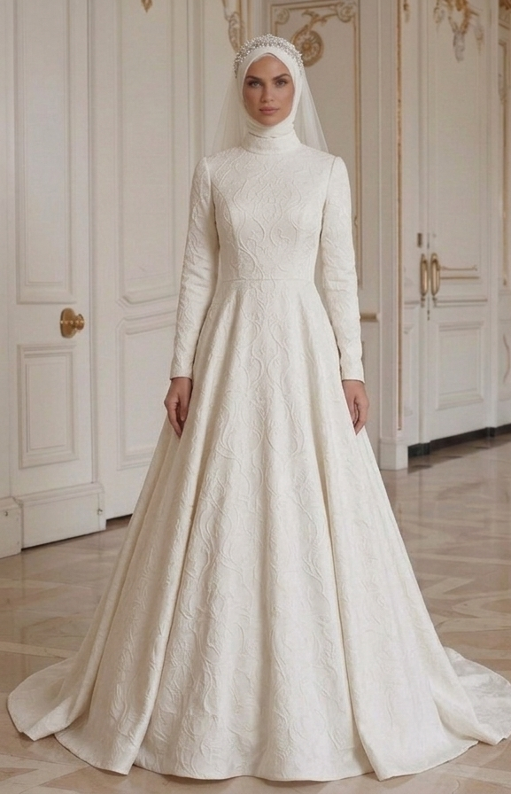 Muslimsk brudklänning med modern modest design