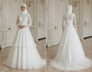 Muslim Wedding Dress With Organza Modest Bridal