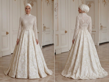 Rochie de mireasă musulmană cu detaliu romantic la spate