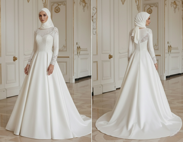 Muslim Wedding Dress With Scoop Neck Elegant Bridal