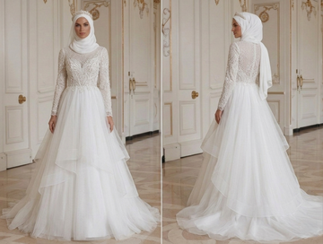 Muslim Wedding Dress With Soft Tulle Layers