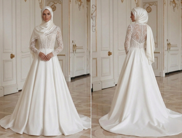 Robe de Mariée Musulmane Avec Corsage Structuré