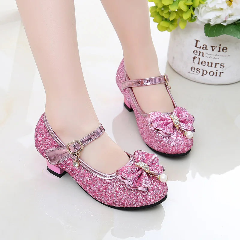 New Children Shoes Girls High Heel Princess Dance Sandals for Girls Kids Shoes Glitter Soft Leather Fashion Party Dress Wedding Sarah Houston