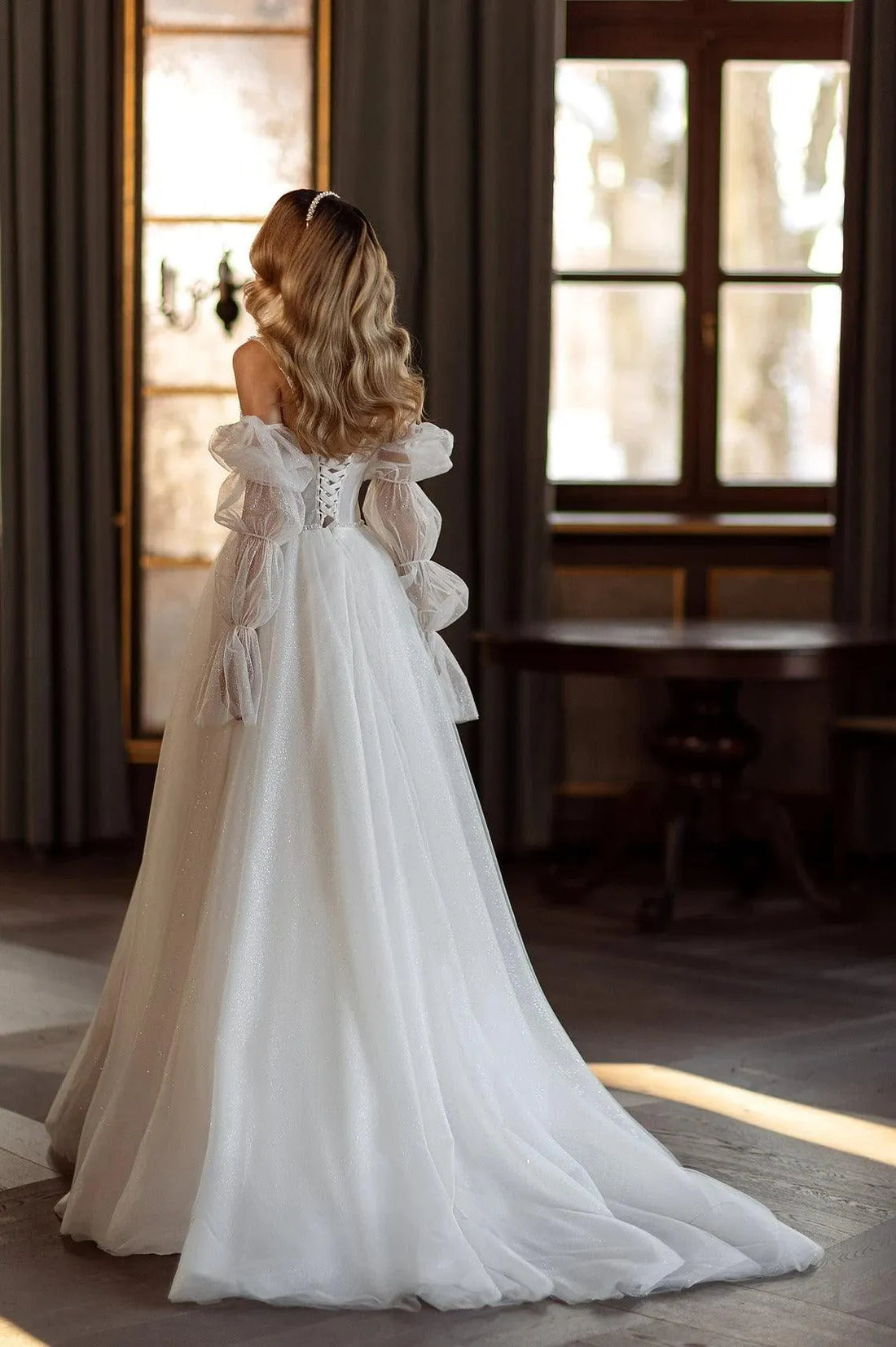 Vintage Wedding Dresses A-Line Tulle Bridal Gowns Long Puff Sleeves Elegant Robes Floor Length Classic Vestidos De Novia As pics