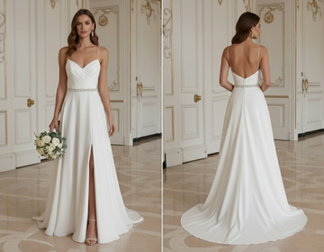 Vestido de novia de playa para petite corte a medida