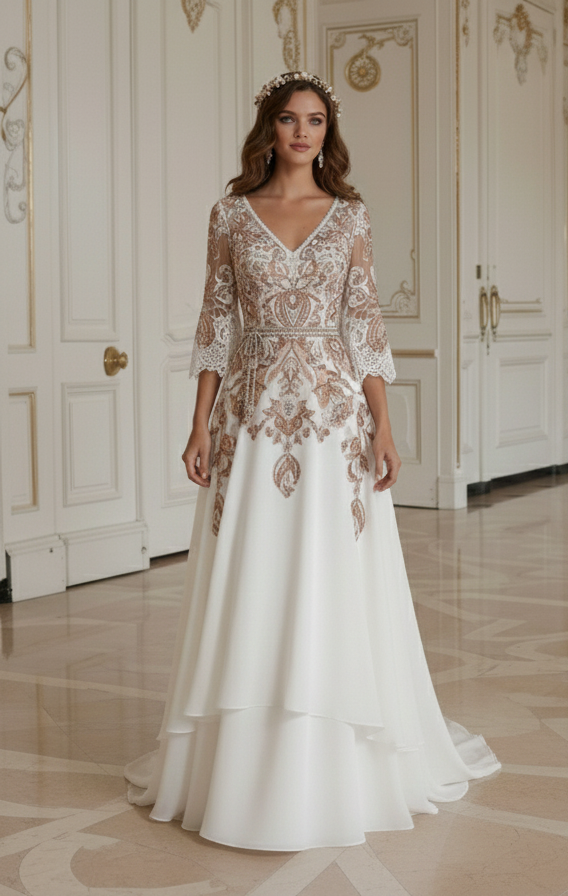 Kleines Boho Hochzeitskleid maßgeschneidertes Boho Brautkleid