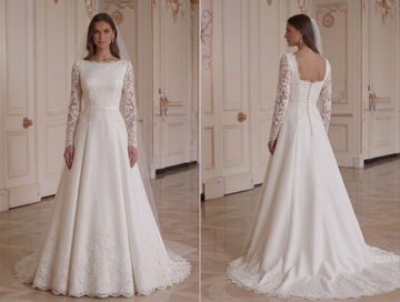 Abito da Sposa Petite a Maniche Lunghe, Vestibilità Sartoriale